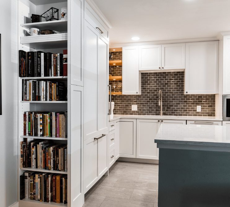 Dallas Condo After Kitchen Remodel with Custom Cabinets and Bookcase
