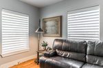 Dallas Remodeled Living Room with Hunter Douglas Pirouette Window Shadings Lowered in Greenway Parks, TX ,75209
