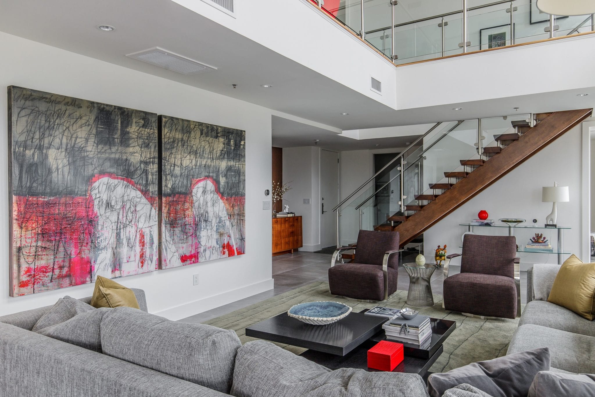 Renowned-Renovation-Penthouse-Remodel-Stairs-Living-Room-Dallas-75205 (3) Two Story High Rise Living Room Remodel