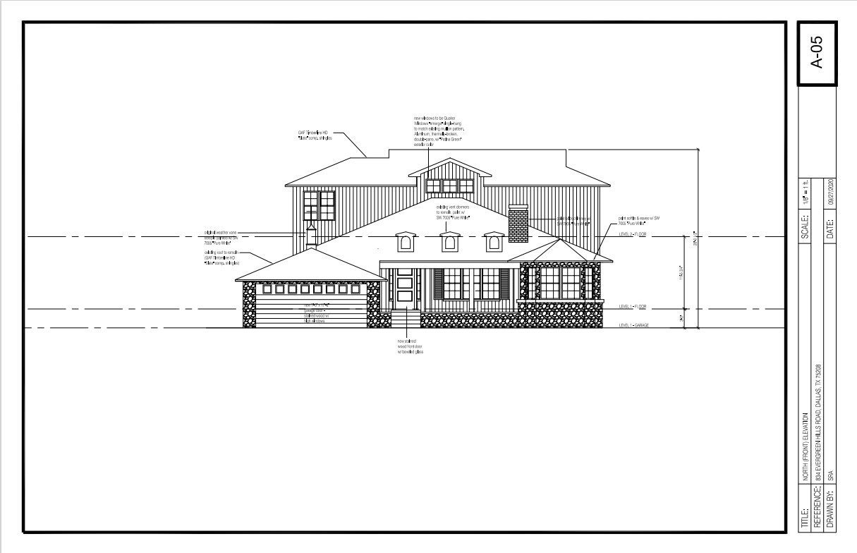 Home Addition and Remodeling Dallas Kessler Conservation District-Front-Elevation-N