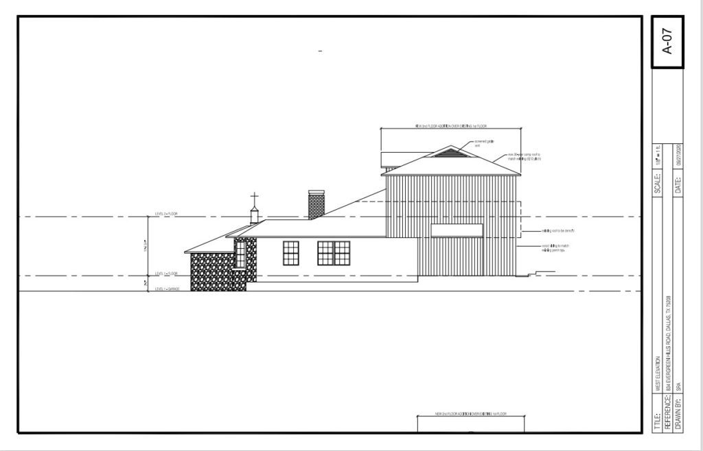 Home Addition and Remodeling Dallas Kessler Conservation District-West-Elevation
