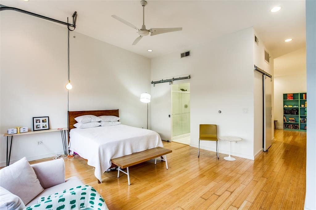 Master BR Barn Doors Downtown Condo Akard Dallas Before Remodeling by The Renowned Group